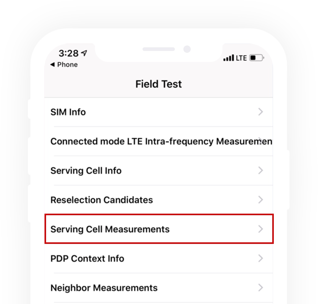 Tap on Serving Cell Measurements